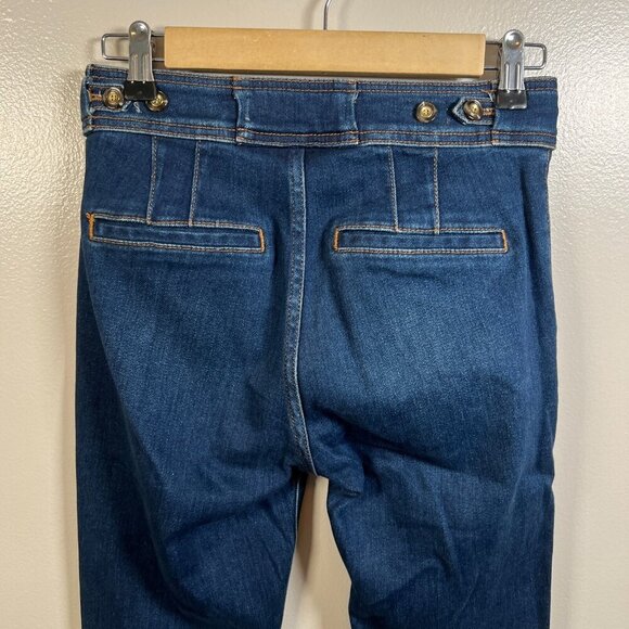 Pilcro Anthropologie High Rise Trouser Bootcut Jeans Size 25 Dark Wash Blue - Picture 8 of 10